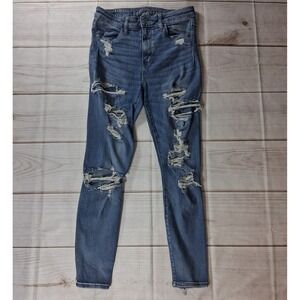 American Eagle Next Level Stretch Skinny Jeans Womens 8 Short Ripped W28 L26 Sz8